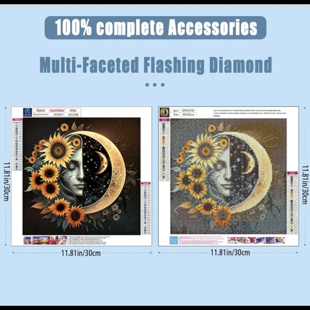 Sunflowers Half Moon Face 5D Diamond Painting Kit New - Picture 4 of 7